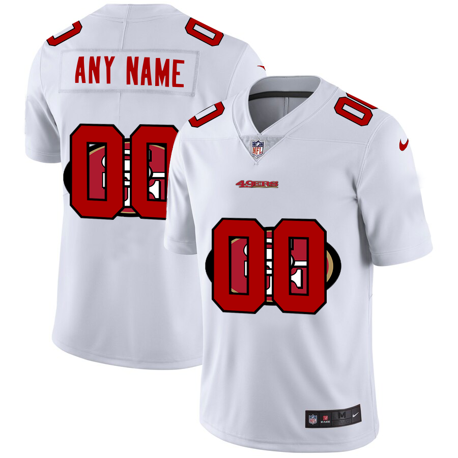 Wholesale San Francisco 49ers Custom White Men Nike Team Logo Dual Overlap Limited NFL Jersey